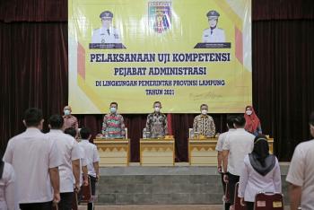 Uji Kompetensi Pejabat Administrasi di Lingkungan Pemprov Lampung, Gubernur Arinal Minta ASN Jaga Amanah dan Terus Tingkatkan Kompetensi 